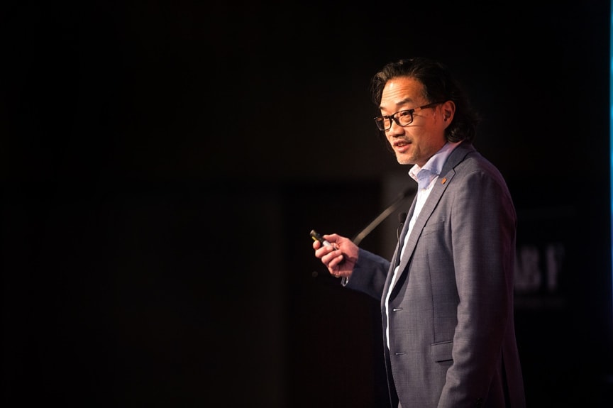 Male speaker making a presentation at a sydney corporate event photographed by john domeney Sydey corporate event photography