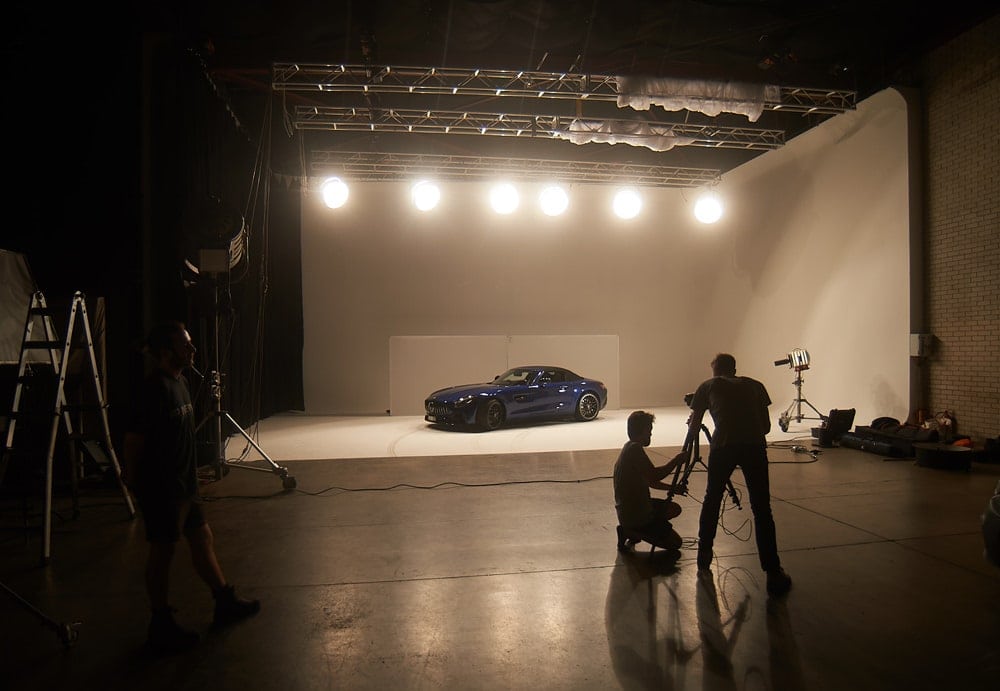 Big studio car shoot Sydney Gaffer film lighting